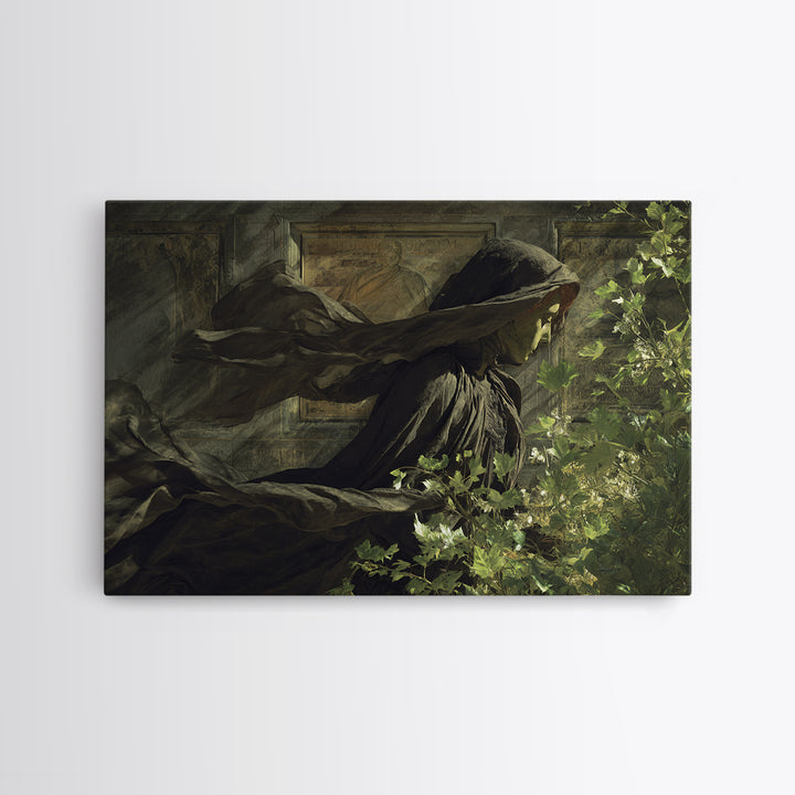 The Cemetery Greenhouse, Symbolist Gothic Landscape, Landscape Wall Art, Dark Fantasy Wall Art, Framed Canvas Print, Halloween Wall Art