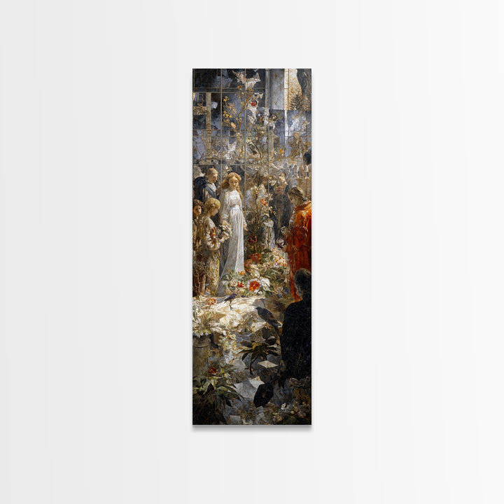 The Cemetery Greenhouse, Ornate Symbolist Art, Tall Narrow Wall Art, Dark Fantasy Wall Art, Framed Canvas Print, Halloween Wall Art