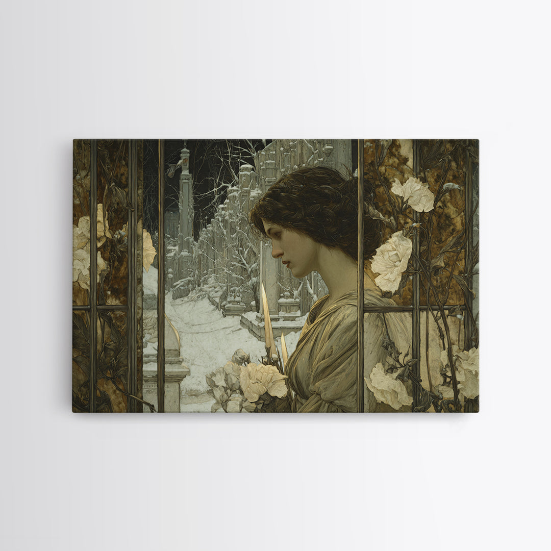 The Cemetery Greenhouse, Symbolist Death Art, Landscape Wall Art, Dark Fantasy Wall Art, Canvas Print, Halloween Wall Art