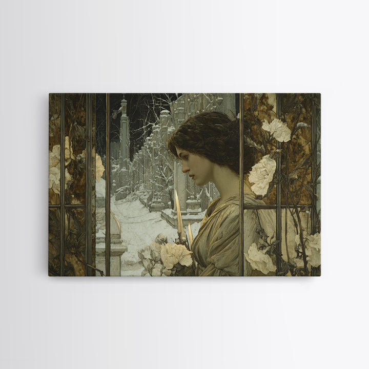 The Cemetery Greenhouse, Symbolist Death Art, Landscape Wall Art, Dark Fantasy Wall Art, Canvas Print, Halloween Wall Art