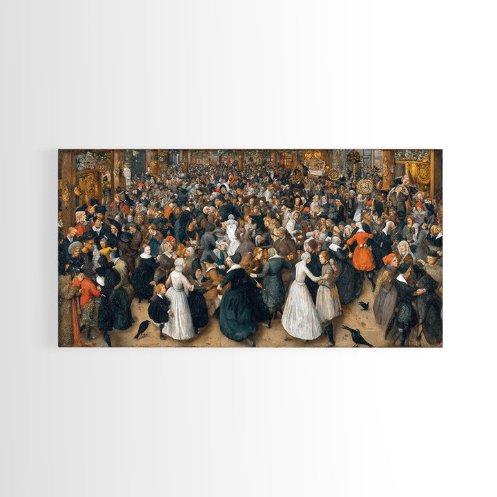 The Midnight Masquerade, Northern Renaissance Horror, Wide Panoramic Art, Gothic Horror Wall Art, Canvas Print, Halloween Wall Art