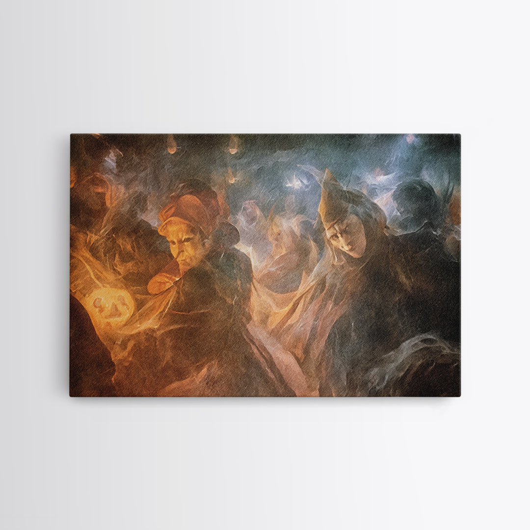 The Midnight Masquerade, Expressionist Gothic Art, Landscape Wall Art, Dark Halloween Decor, Framed Canvas Print, Halloween Wall Art