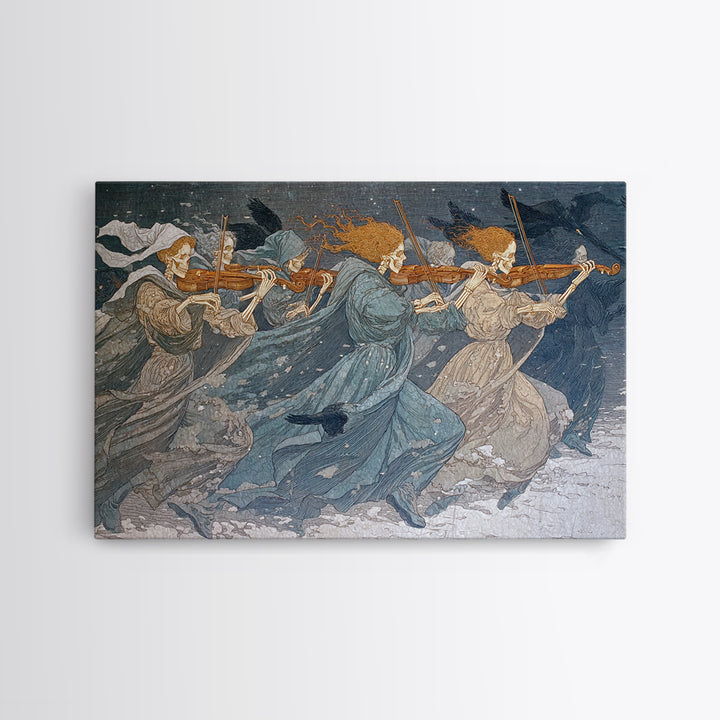 The Skeleton Orchestra, Symbolist Death Art, Landscape Wall Art, Gothic Horror Wall Art, Canvas Print, Halloween Wall Art
