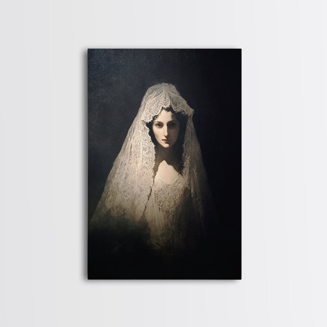 The Ghost Wedding, Dark Romantic Horror Art, Vertical Wall Art, Gothic Horror Wall Art, Framed Canvas Print, Halloween Wall Art