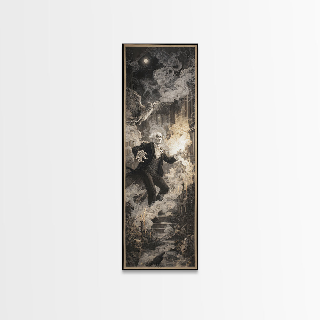 The Ghost Wedding, Visionary Gothic Art, Tall Narrow Wall Art, Dark Fantasy Wall Art, Canvas Print, Halloween Wall Art