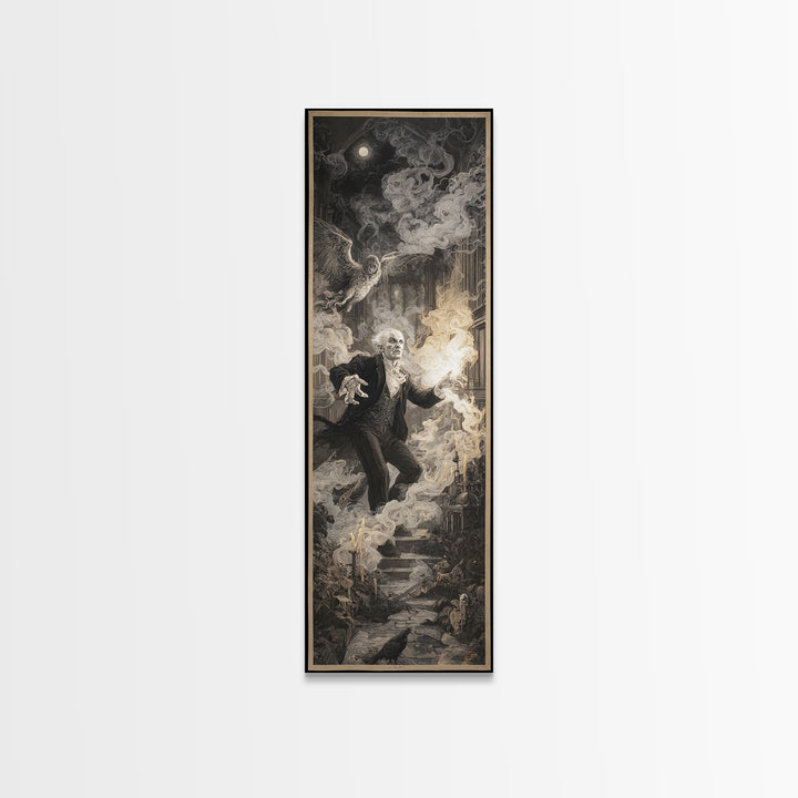 The Ghost Wedding, Visionary Gothic Art, Tall Narrow Wall Art, Dark Fantasy Wall Art, Canvas Print, Halloween Wall Art