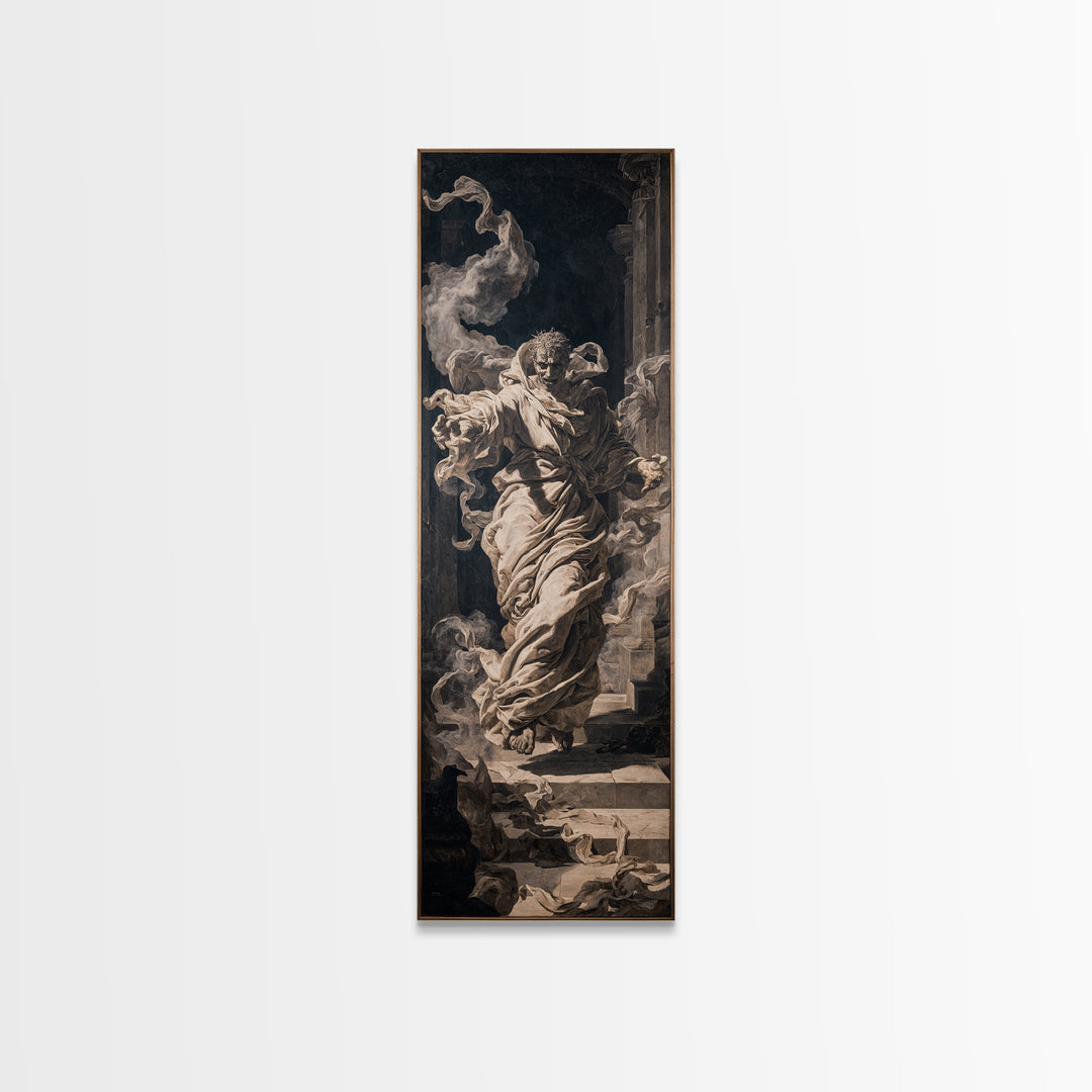 The Ghost Wedding, Architectural Etching Art, Tall Narrow Wall Art, Gothic Horror Wall Art, Canvas Print, Halloween Wall Art