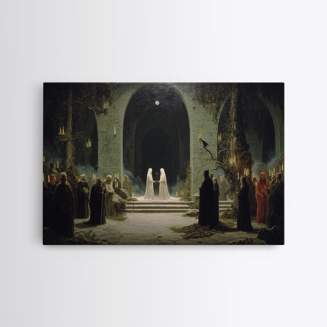 The Ghost Wedding, Symbolist Gothic Landscape, Landscape Wall Art, Dark Fantasy Wall Art, Canvas Print, Halloween Wall Art