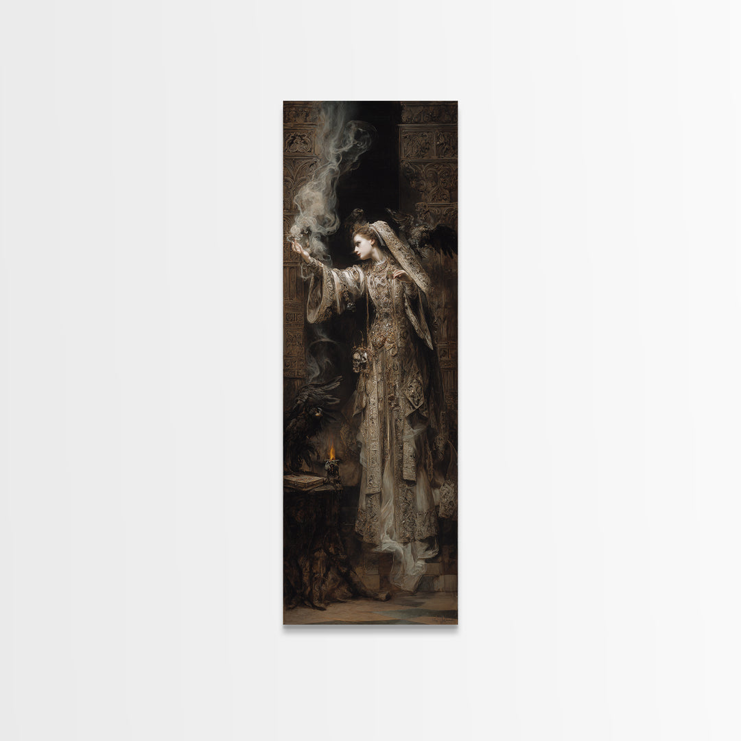 The Ghost Wedding, Ornate Symbolist Art, Tall Narrow Wall Art, Gothic Horror Wall Art, Canvas Print, Halloween Wall Art