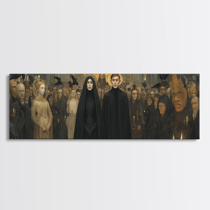 The Ghost Wedding, Dark Symbolist Art, Extra Wide Wall Art, Dark Fantasy Wall Art, Canvas Print, Halloween Wall Art