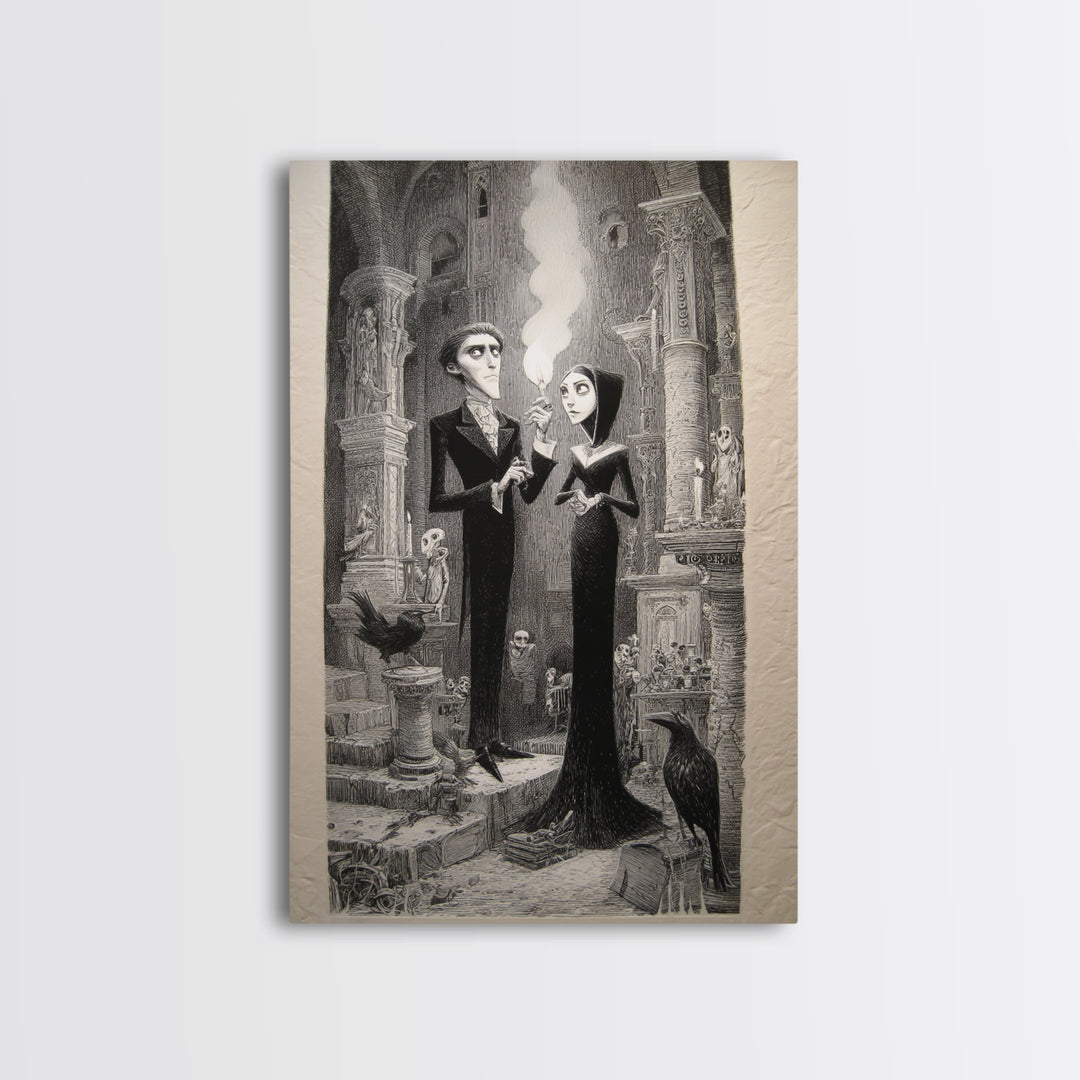 The Ghost Wedding, Victorian Macabre Art, Vertical Wall Art, Dark Fantasy Wall Art, Framed Canvas Print, Halloween Wall Art