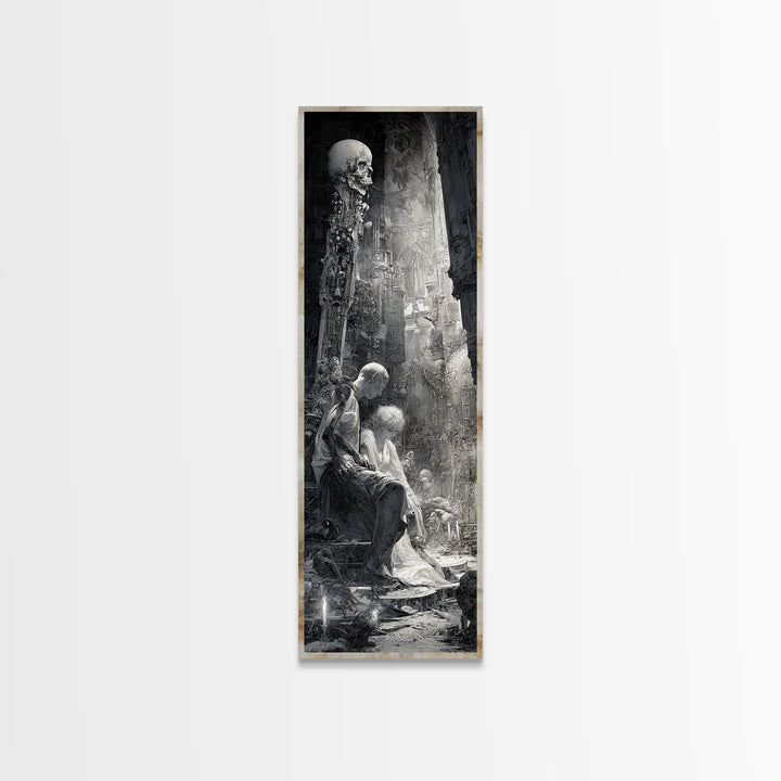 The Ghost Wedding, Biomechanical Horror Art, Tall Narrow Wall Art, Macabre Wall Art, Canvas Print, Halloween Wall Art, Gothic Home Decor