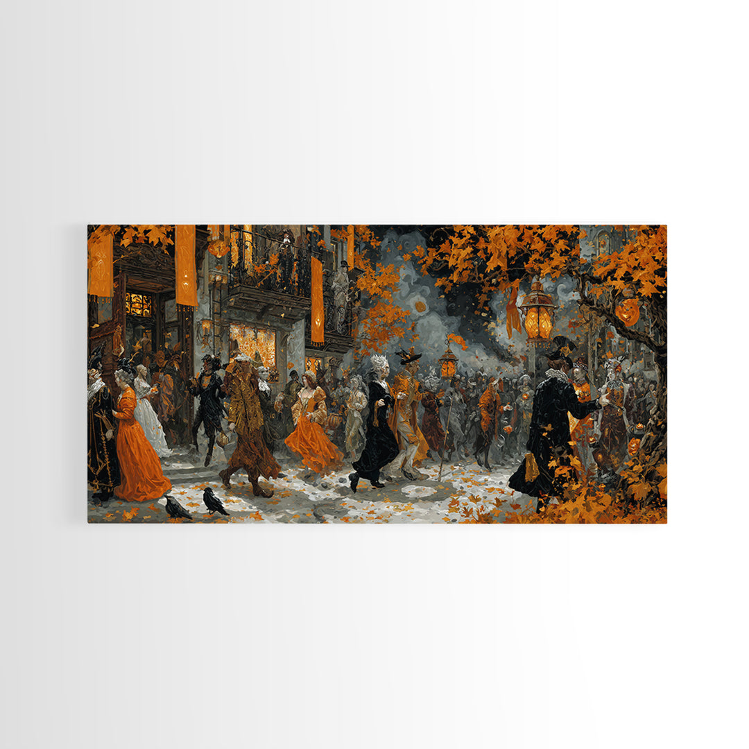 The Monster Parade, Ornate Symbolist Art, Wide Panoramic Art, Macabre Wall Art, Canvas Print, Halloween Wall Art, Horror Wall Art