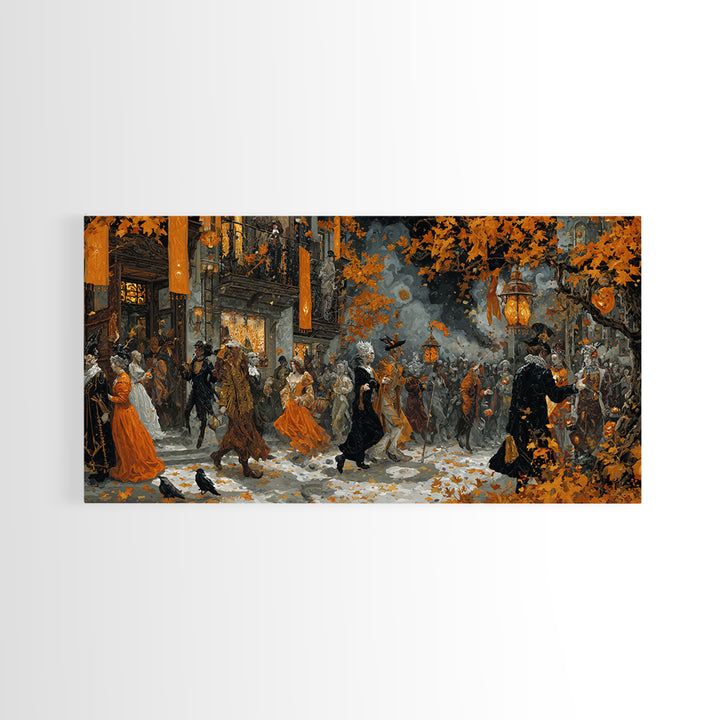 The Monster Parade, Ornate Symbolist Art, Wide Panoramic Art, Macabre Wall Art, Canvas Print, Halloween Wall Art, Horror Wall Art