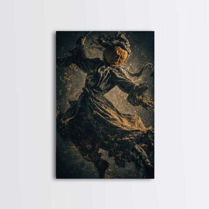 The Pumpkin-Carving Ritual, Dark Romantic Horror Art, Vertical Wall Art, Dark Fantasy Wall Art, Canvas Print, Halloween Wall Art