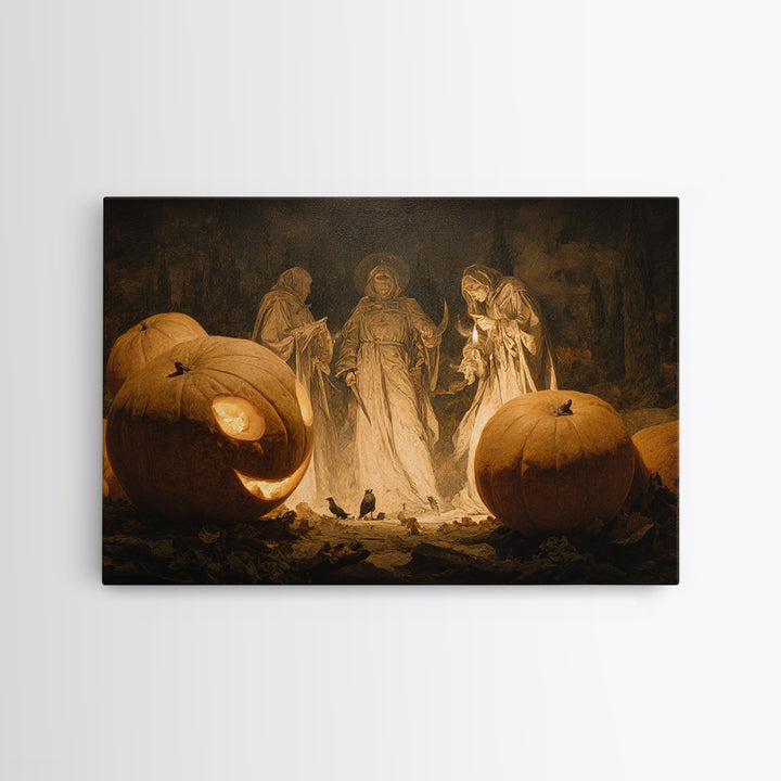 The Pumpkin-Carving Ritual, Symbolist Gothic Landscape, Landscape Wall Art, Dark Fantasy Wall Art, Canvas Print, Halloween Wall Art