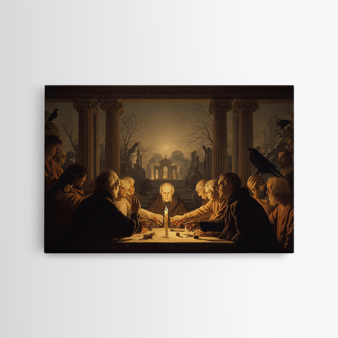 The Candlelit Seance, Romantic Gothic Landscape, Landscape Wall Art, Macabre Wall Art, Framed Canvas Print, Halloween Wall Art