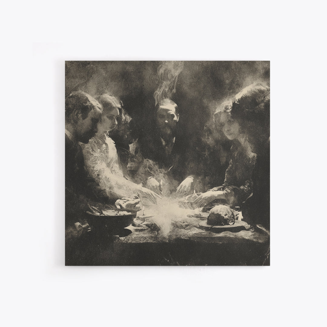 The Candlelit Seance, Symbolist Dream Art, Square Wall Art, Dark Fantasy Wall Art, Canvas Print, Halloween Wall Art