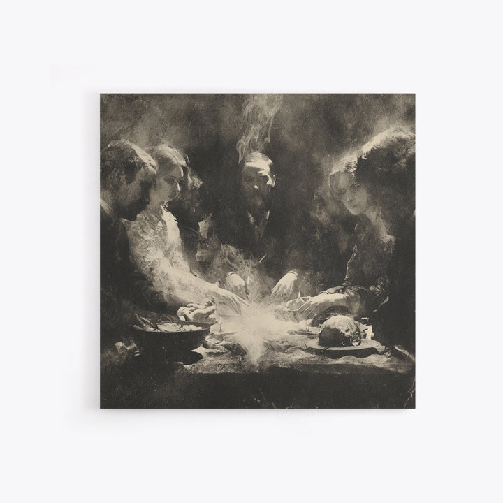 The Candlelit Seance, Symbolist Dream Art, Square Wall Art, Dark Fantasy Wall Art, Canvas Print, Halloween Wall Art
