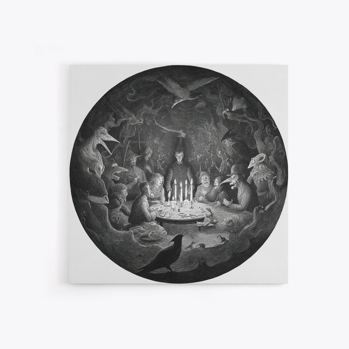 The Candlelit Seance, Expressionist Nightmare Art, Square Wall Art, Gothic Horror Wall Art, Canvas Print, Halloween Wall Art