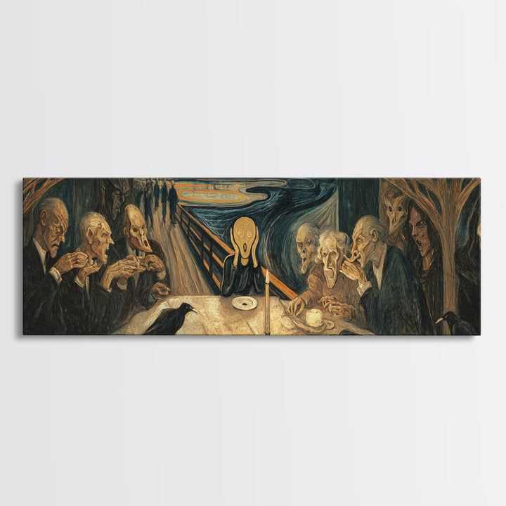 The Candlelit Seance, Expressionist Gothic Art, Extra Wide Wall Art, Macabre Wall Art, Canvas Print, Halloween Wall Art, Horror Wall Art