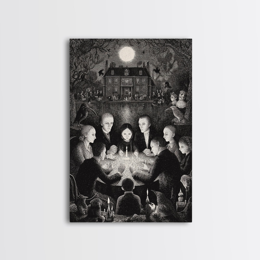 The Candlelit Seance, Victorian Macabre Art, Vertical Wall Art, Macabre Wall Art, Canvas Print, Halloween Wall Art