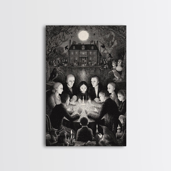 The Candlelit Seance, Victorian Macabre Art, Vertical Wall Art, Macabre Wall Art, Canvas Print, Halloween Wall Art