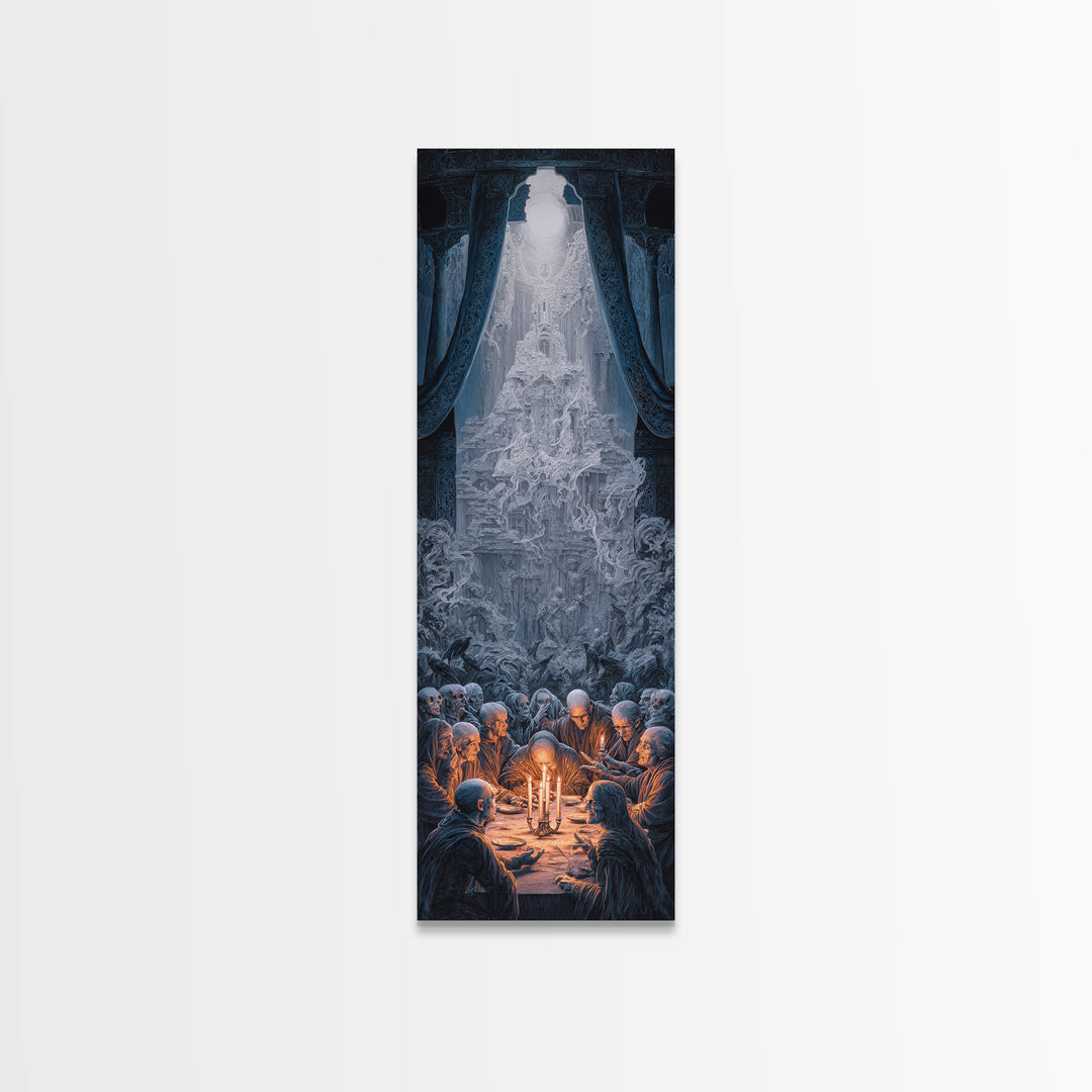 The Candlelit Seance, Surreal Apocalyptic Art, Tall Narrow Wall Art, Gothic Horror Wall Art, Canvas Print, Halloween Wall Art
