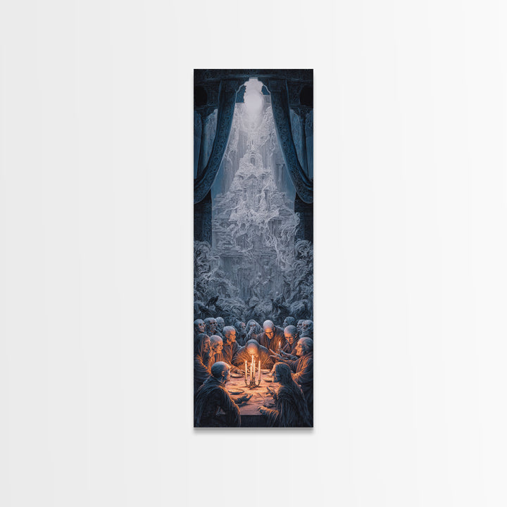 The Candlelit Seance, Surreal Apocalyptic Art, Tall Narrow Wall Art, Gothic Horror Wall Art, Canvas Print, Halloween Wall Art