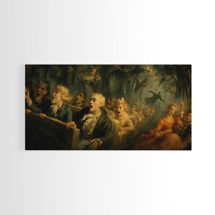 The Haunted Hayride, Dark Romantic Horror Art, Wide Panoramic Art, Macabre Wall Art, Canvas Print, Halloween Wall Art, Halloween Decor