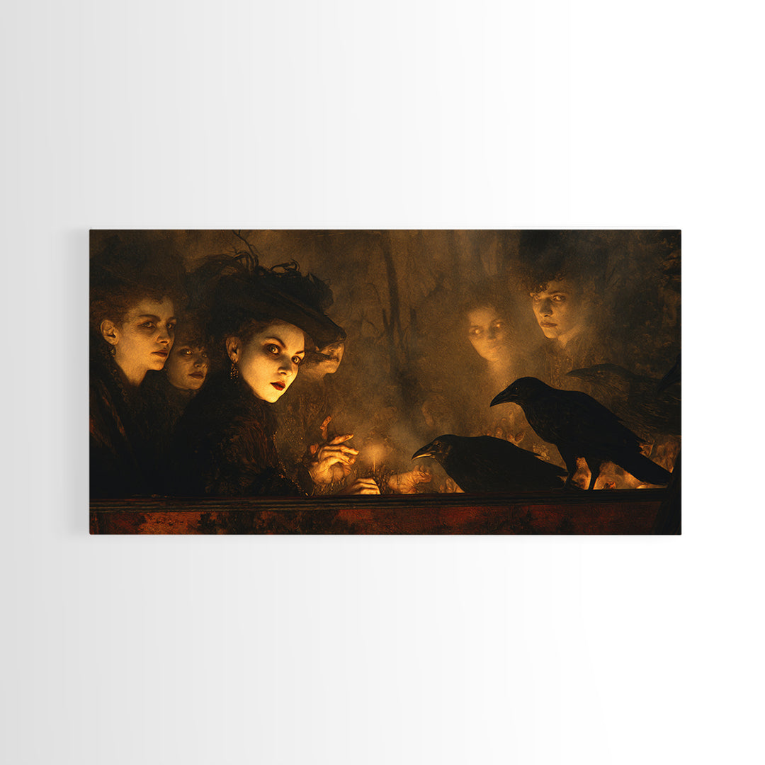 The Haunted Hayride, Dark Symbolist Art, Wide Panoramic Art, Dark Fantasy Wall Art, Canvas Print, Halloween Wall Art