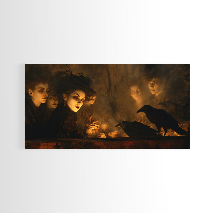 The Haunted Hayride, Dark Symbolist Art, Wide Panoramic Art, Dark Fantasy Wall Art, Canvas Print, Halloween Wall Art