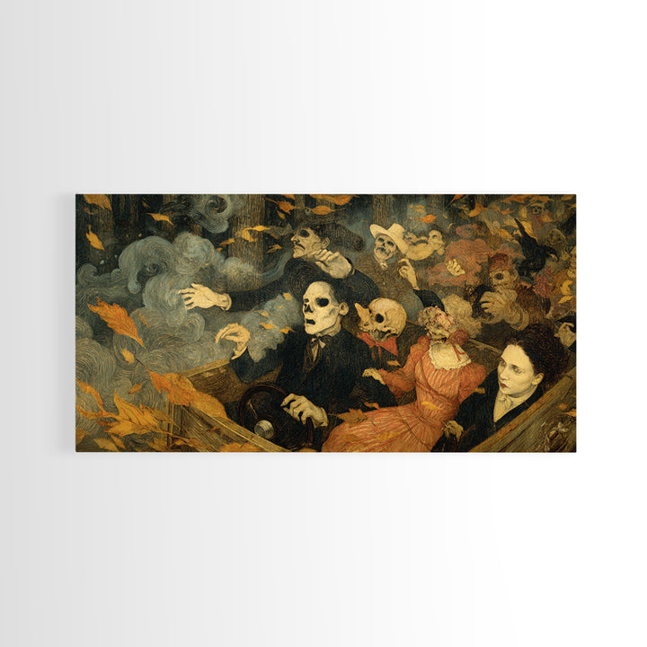 The Haunted Hayride, Grotesque Carnival Art, Wide Panoramic Art, Dark Fantasy Wall Art, Canvas Print, Halloween Wall Art, Macabre Wall Art