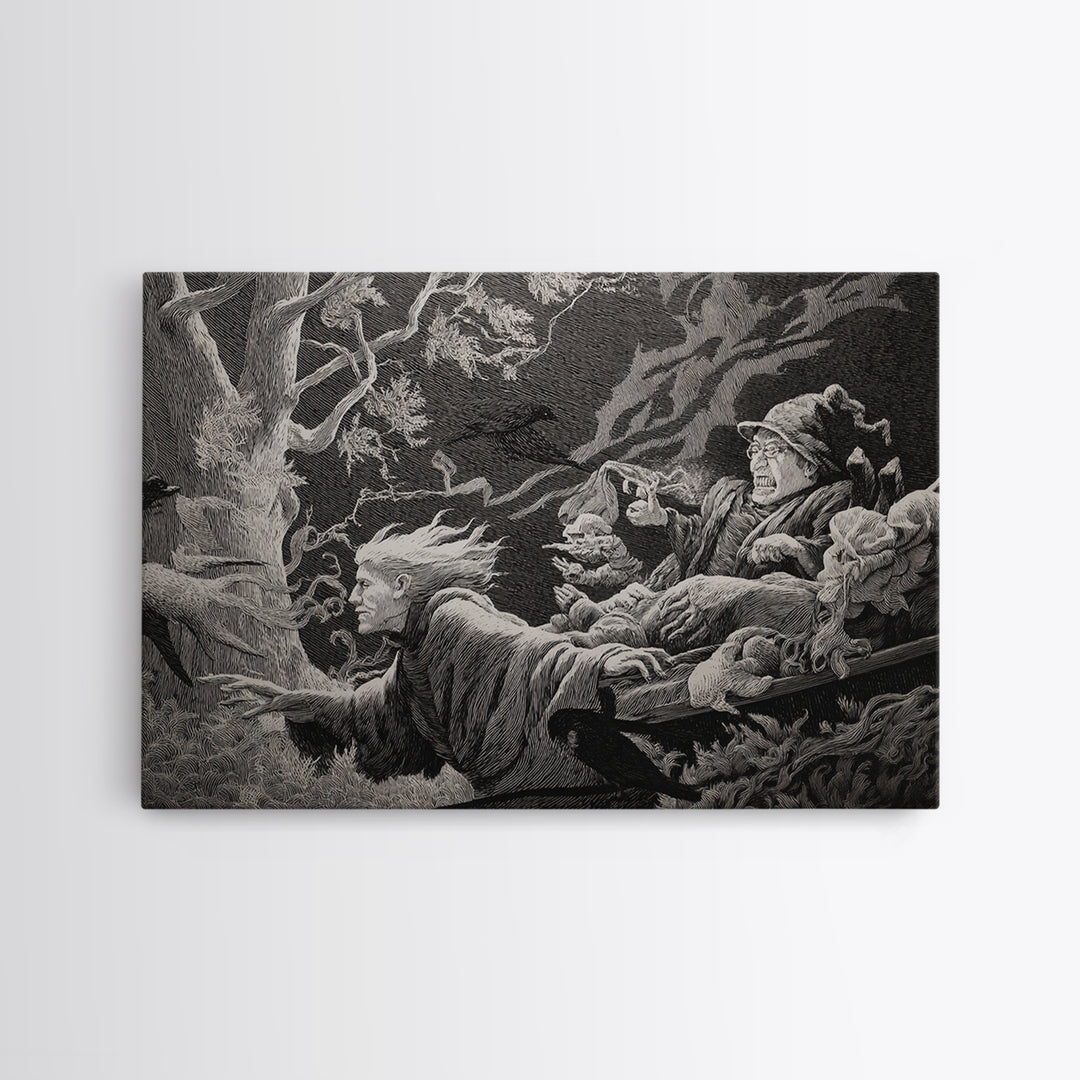 The Haunted Hayride, Victorian Macabre Art, Landscape Wall Art, Gothic Horror Wall Art, Framed Canvas Print, Halloween Wall Art