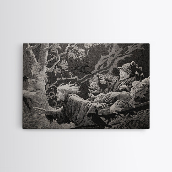 The Haunted Hayride, Victorian Macabre Art, Landscape Wall Art, Gothic Horror Wall Art, Framed Canvas Print, Halloween Wall Art