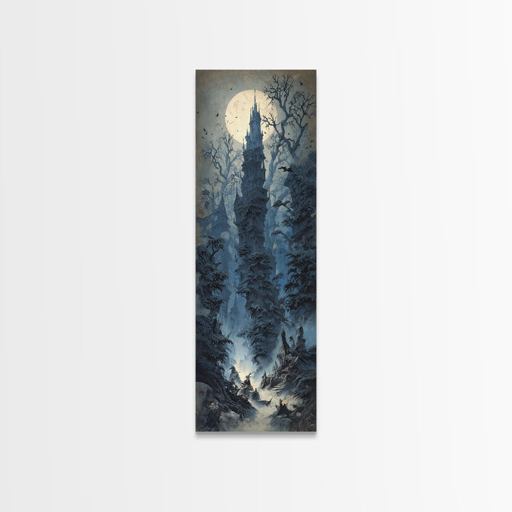 The Haunted Hayride, Surreal Apocalyptic Art, Tall Narrow Wall Art, Dark Fantasy Wall Art, Framed Canvas Print, Halloween Wall Art