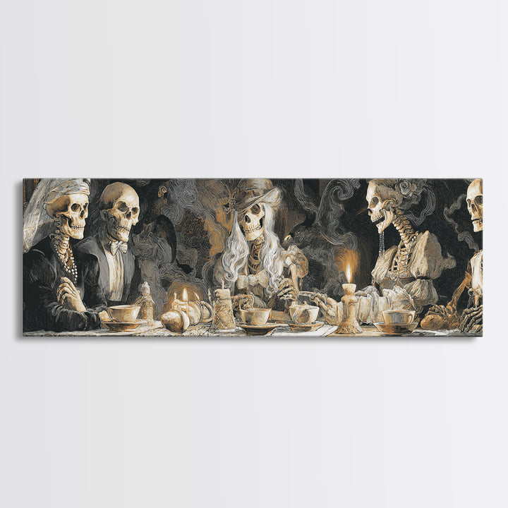 The Zombie Picnic, Danse Macabre Art, Extra Wide Wall Art, Macabre Wall Art, Framed Canvas Print, Halloween Wall Art
