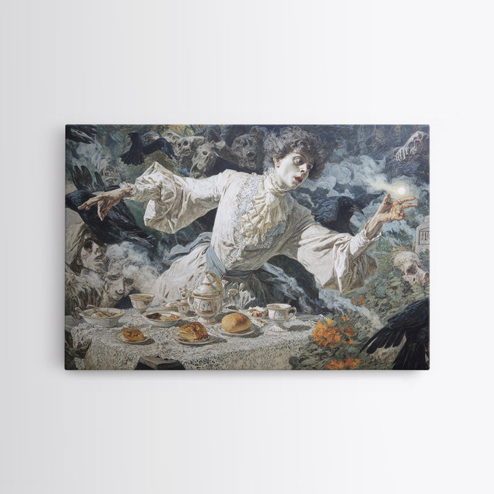The Zombie Picnic, Symbolist Etching Art, Landscape Wall Art, Gothic Horror Wall Art, Canvas Print, Halloween Wall Art, Dark Fantasy Art