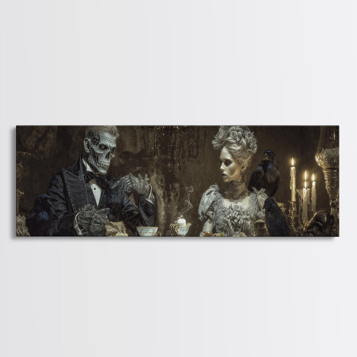 The Zombie Picnic, Biomechanical Horror Art, Extra Wide Wall Art, Dark Halloween Decor, Canvas Print, Halloween Wall Art