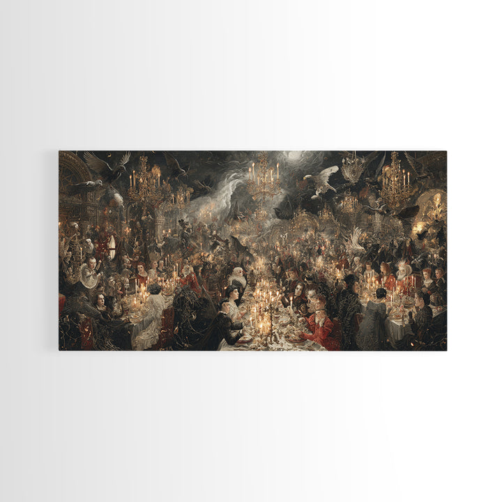 The Vampire Banquet, Medieval Grotesque Art, Wide Panoramic Art, Macabre Wall Art, Canvas Print, Halloween Wall Art