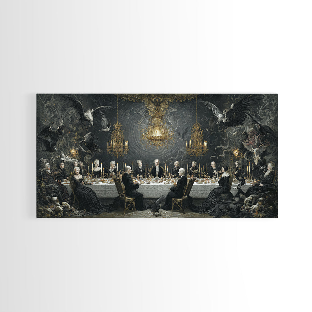 The Vampire Banquet, Visionary Gothic Art, Wide Panoramic Art, Dark Fantasy Wall Art, Canvas Print, Halloween Wall Art