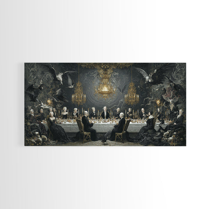 The Vampire Banquet, Visionary Gothic Art, Wide Panoramic Art, Dark Fantasy Wall Art, Canvas Print, Halloween Wall Art