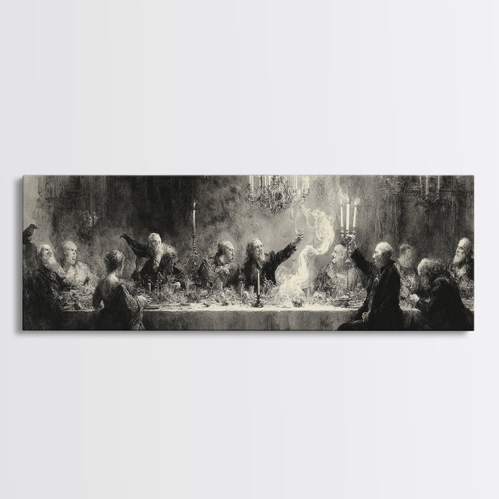 The Vampire Banquet, Symbolist Dream Art, Extra Wide Wall Art, Dark Fantasy Wall Art, Canvas Print, Halloween Wall Art