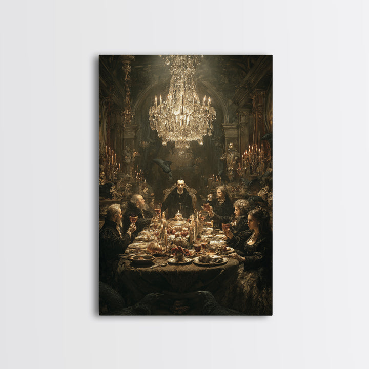 The Vampire Banquet, Ornate Symbolist Art, Vertical Wall Art, Dark Halloween Decor, Canvas Print, Halloween Wall Art
