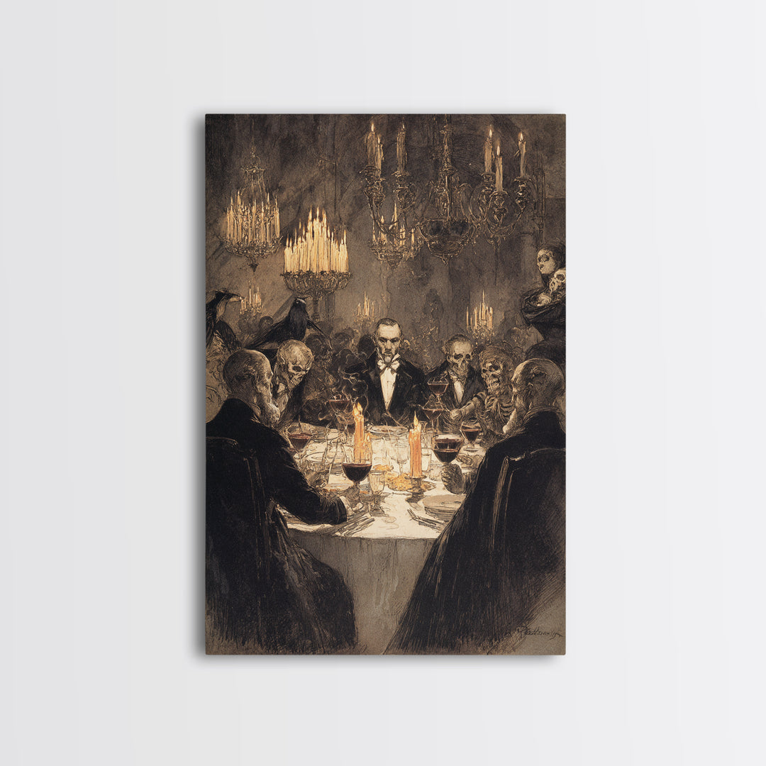 The Vampire Banquet, Decadent Gothic Art, Vertical Wall Art, Macabre Wall Art, Canvas Print, Halloween Wall Art, Seasonal Home Decor