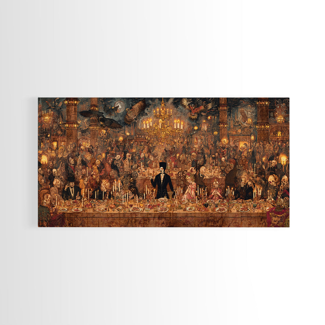 The Vampire Banquet, Grotesque Carnival Art, Wide Panoramic Art, Dark Halloween Decor, Canvas Print, Halloween Wall Art, Spooky Wall Decor