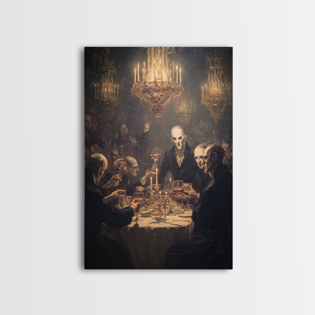 The Vampire Banquet, Expressionist Gothic Art, Vertical Wall Art, Dark Fantasy Wall Art, Framed Canvas Print, Halloween Wall Art