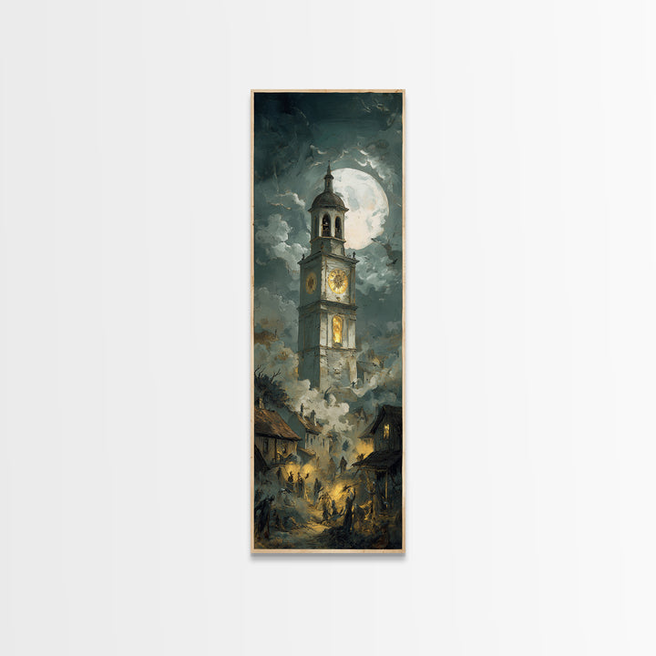 The Thirteenth Bell, Gothic Nightmare Art, Tall Narrow Wall Art, Gothic Horror Wall Art, Framed Canvas Print, Halloween Wall Art