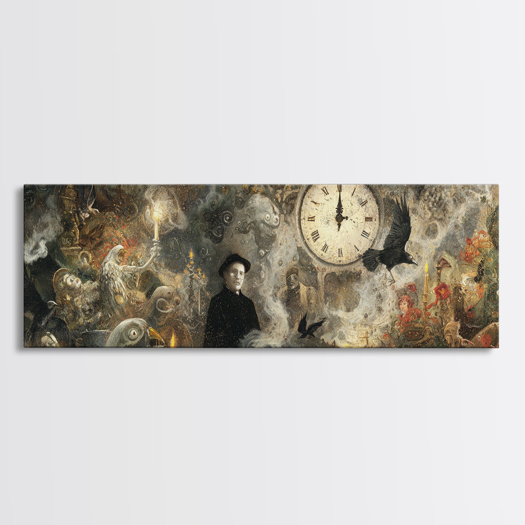 The Thirteenth Bell, Symbolist Dream Art, Extra Wide Wall Art, Macabre Wall Art, Canvas Print, Halloween Wall Art, Horror Wall Art