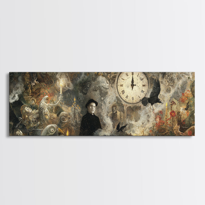 The Thirteenth Bell, Symbolist Dream Art, Extra Wide Wall Art, Macabre Wall Art, Canvas Print, Halloween Wall Art, Horror Wall Art